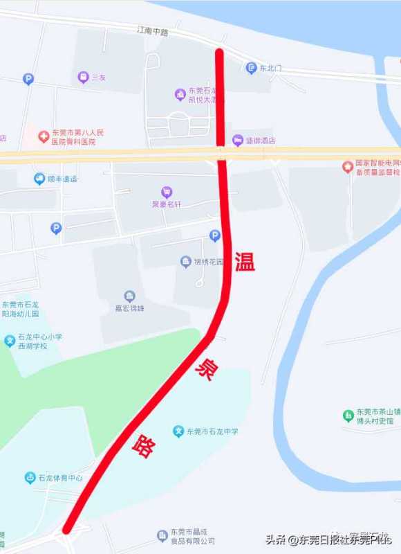 环莞路北延线工程东平大道路段封闭施工